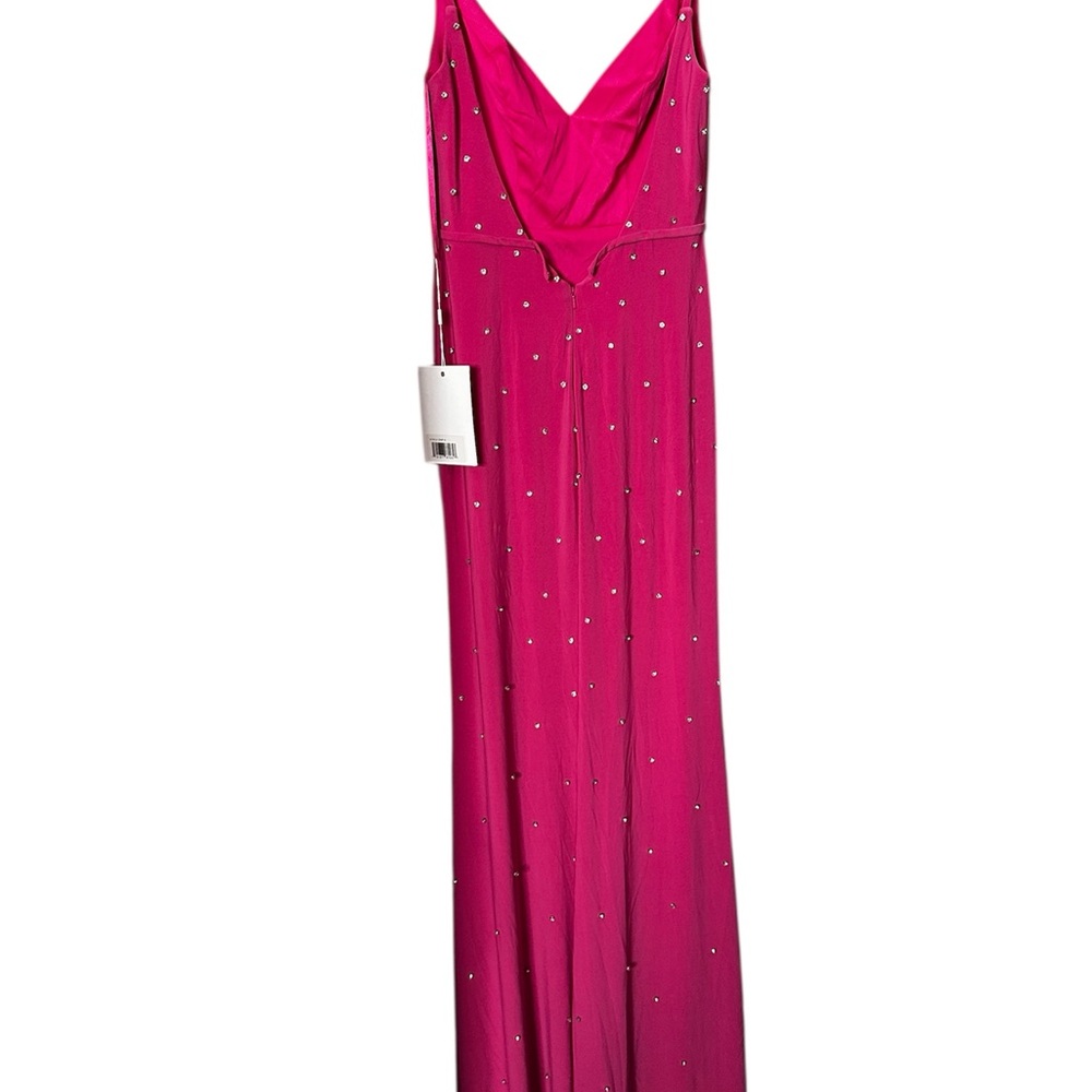Mac Duggal Pink Rhinestone Embellished Sleeveless V-Neck Gown - Picture 10 of 11